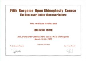 Jacek Jarliński Certyfikat