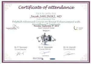 Jacek Jarliński Certyfikat