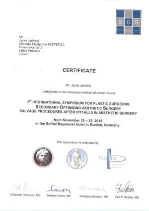 Jacek Jarliński Certyfikat