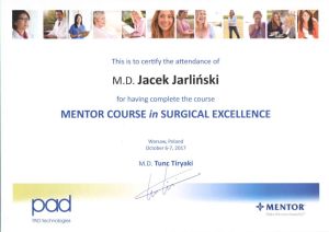 Jacek Jarliński Certyfikat