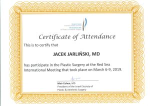 Jacek Jarliński Certyfikat